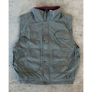 Vintage Y2K Rio Bravo Gray Burgundy All Over Zipper & Pocket Fishing Vest Size L